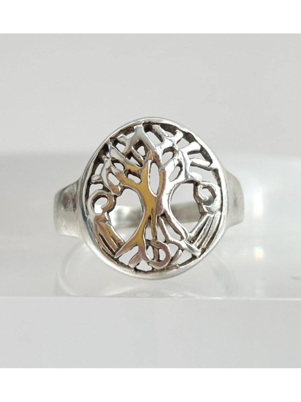Tree of Life Cutout Minimalist Sterling Silver 925 Vintage Ring - sz 5.75